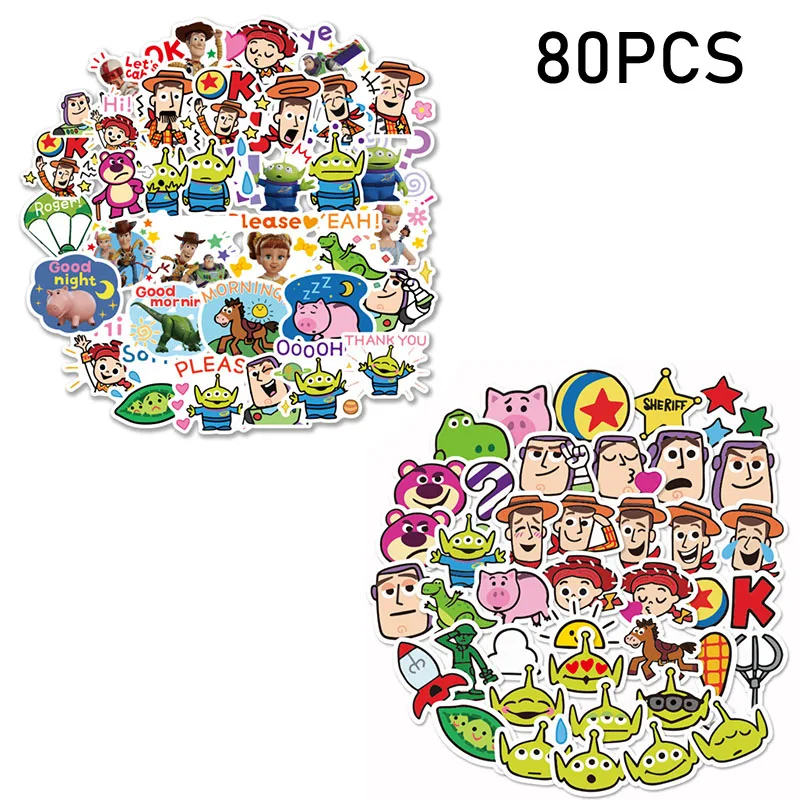 80PCS TZ-26 and 27 80 шт. стикеры игрушка "Дисней" История 4 наклейки Forky Woody Alien Buzz Lightyear Водонепроницаемая наклейка s телефонная книга холодильник ноутбук наклейка s - Цвет: 80PCS TZ-26 and 27