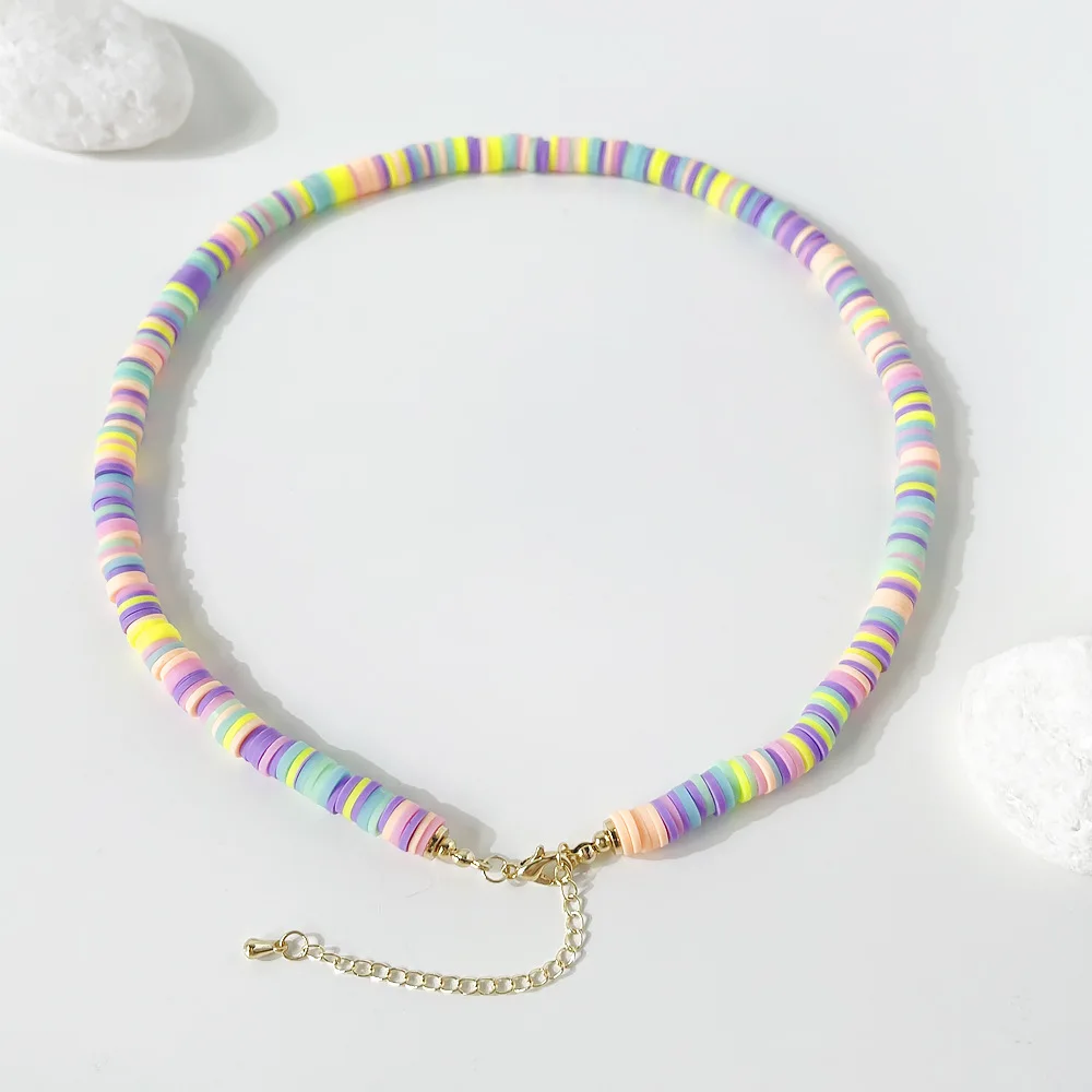 Многоцветный чокер из полимерной глины для женщин ожерелье ручной работы мягкой