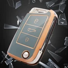 Чехол для автомобильного ключа из АБС-пластика, чехол для VW, для Volkswagen Golf 7, MK7, Tiguan, MK2, для Skoda Octavia, Kodiaq, Karoq, Seat, Ateca, Leon, брелок для ключей