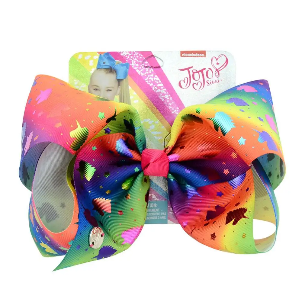 1 шт 8 &quotJoJo Siwa BowsUnicorn в форме сердца с рисунком виде заколок бантами Рог единорога