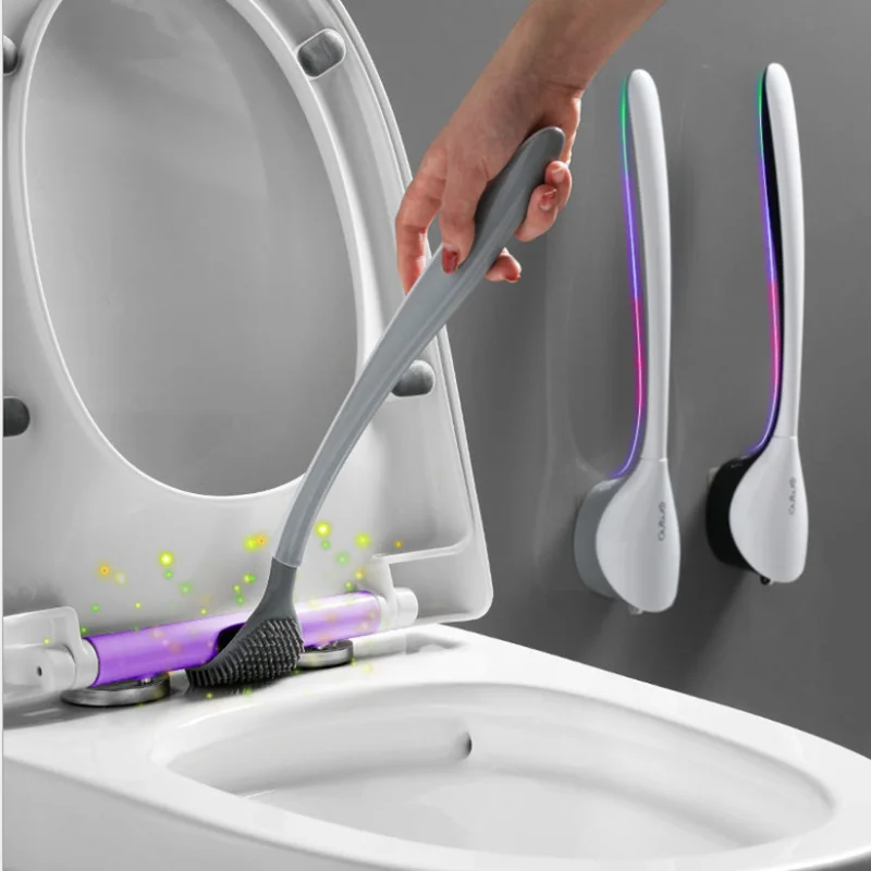 

Siliconen Wc Borstel Met Toiletborstel Houder Naadloze Haak Reinigingsborstel Set Badkamer Huishoudelijke Wc Cleaning Brush Tool