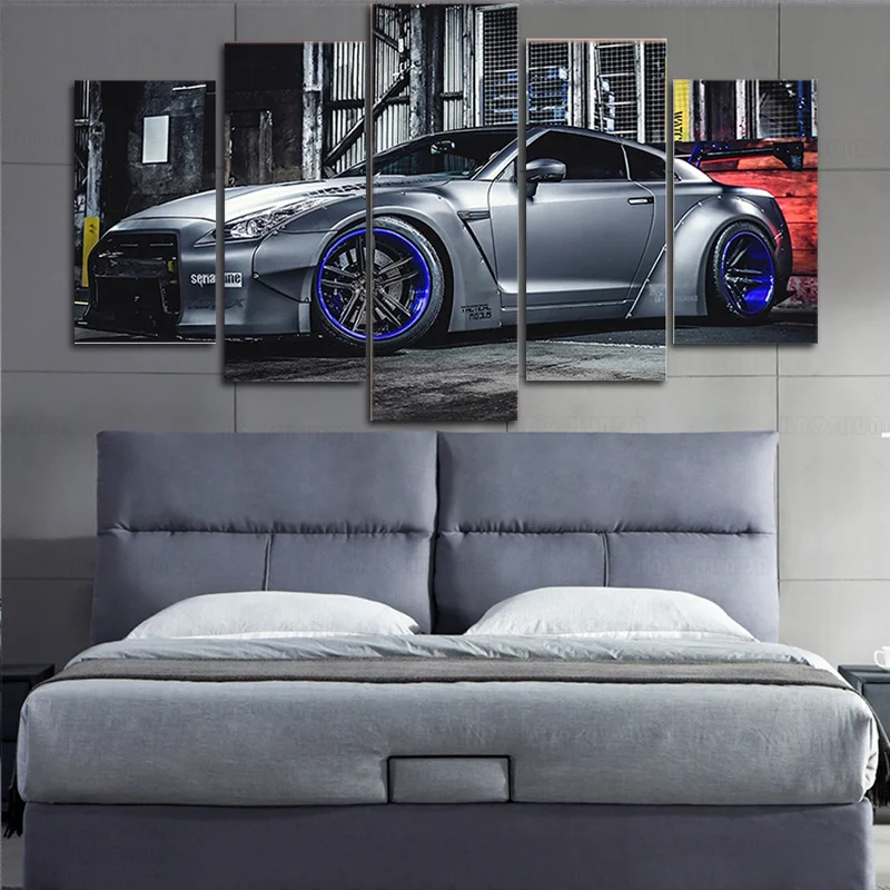 5 панелей автомобильные плакат гонки модульная Картина на холсте HD печатная