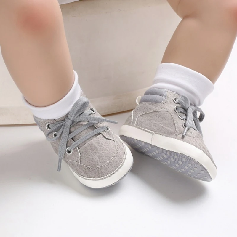 

Infant Anti-slip Sneaker Newborn Baby Boy Girl Soft Sole First Walkers PU Breathable Solid Crib Shoes 0-18M