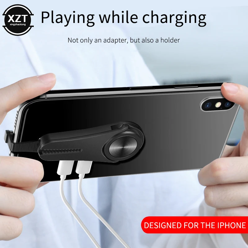 For Lighting TYPE C Dual Adapter &amp Ring Holder 3.5mm Audio&ampcharger Adjust Phone fast charging for iOS Android OTG | Мобильные