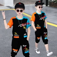children clothing sets summer boys sports suit letter t shirt pants 2pcs kids clothes tracksuit for boys 4 6 7 8 910 12 years