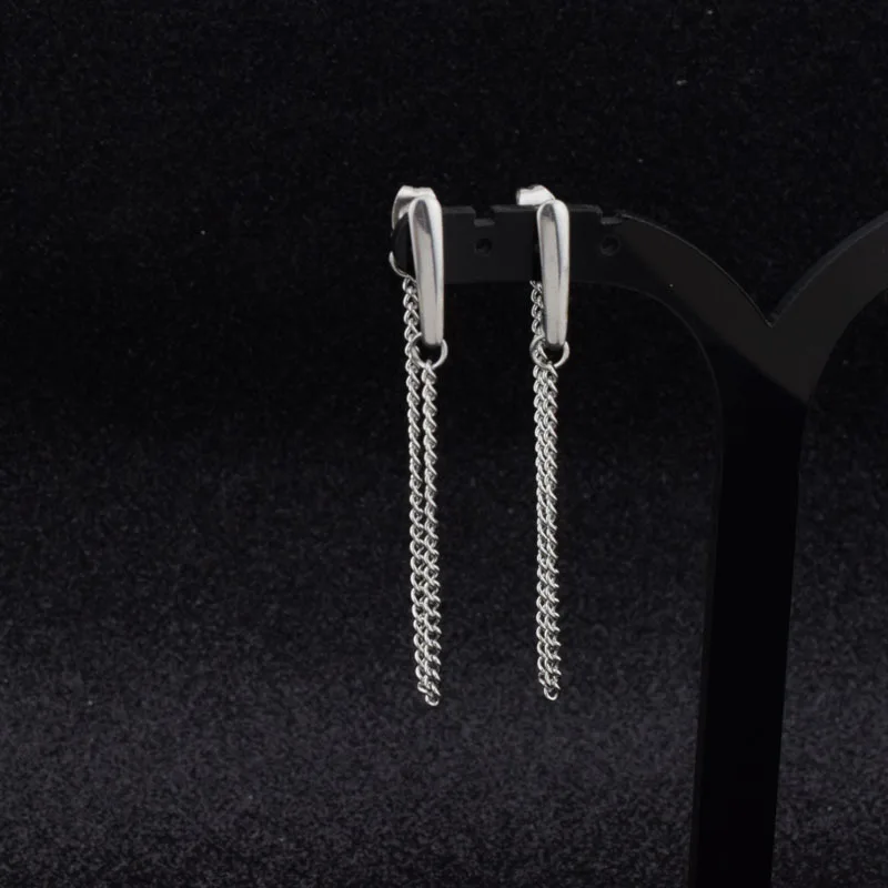 Длинные серьги цепочки с изображением двух износостойких тонких сережек лица из