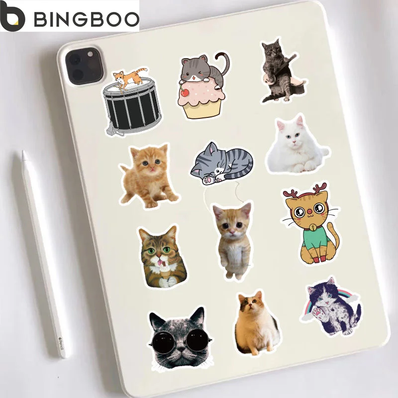 

10/45Pcs Cute Cat Waterproof Vinyl Decals Animals Kitten Sticker for Water Bottles Laptop Guitar Computer Phone for Kids Teens