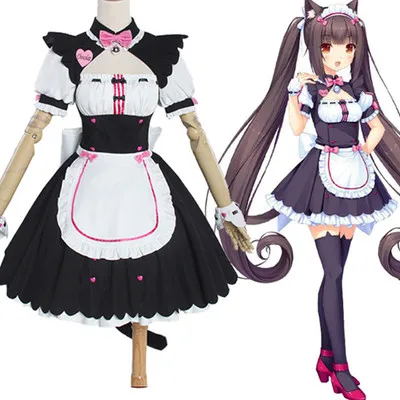 

Anime game NEKOPARA vanille chocolat cosplay bridesmaid dress cute cat Neko Lolita dress Maid halloween costumes for women girl