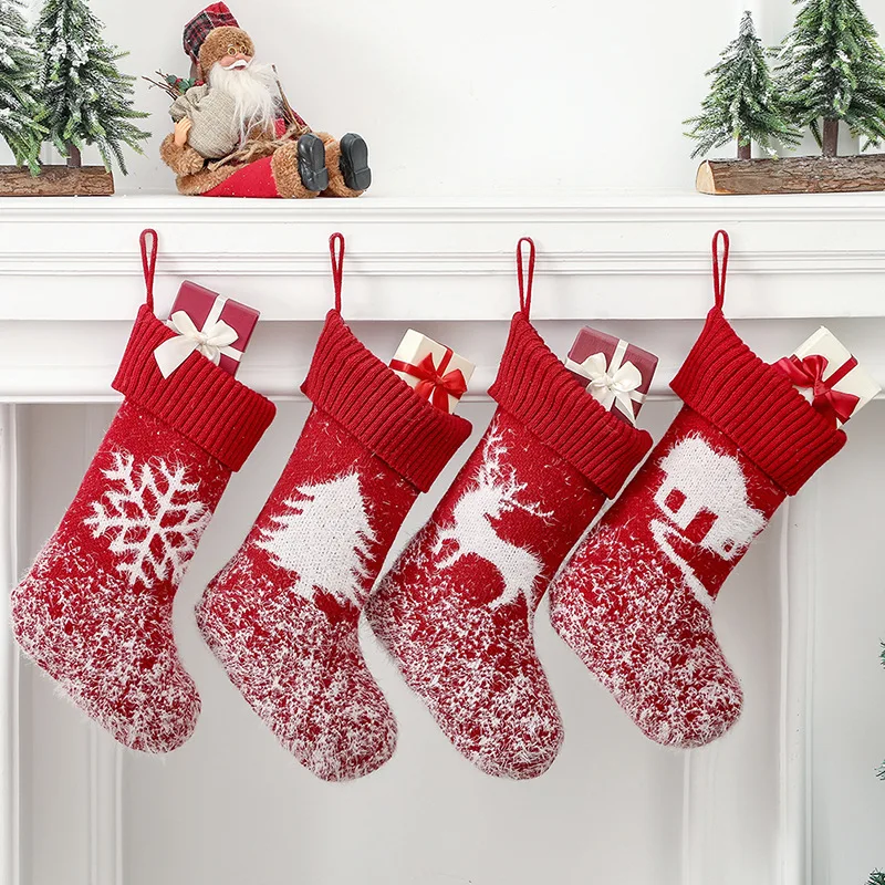 Christmas Decorations Socks Christmas Deer Snowflake Sock for Childrens Gift and Home New Year Pocket Hanging Xmas Tree Ornament