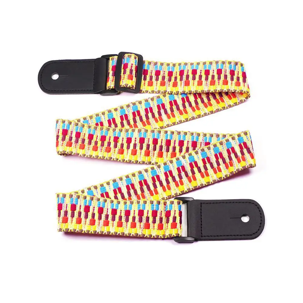 

National Style Guitar Ukulele Strap Adjustable Belt With PU leather Ends