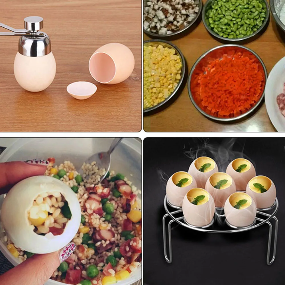 Raw Egg Cracker Separator Premium Stainless Steel Boiled Egg Topper Shell Cutter Knocker Durable Kitchen Gadgets Egg Opener