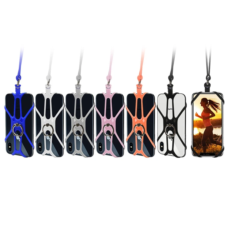 

New Universal Lanyard For Phone Silicone Sports Strap Neck Hanging Rope Sling Chain Mobile Phone Lanyard Case With Holder