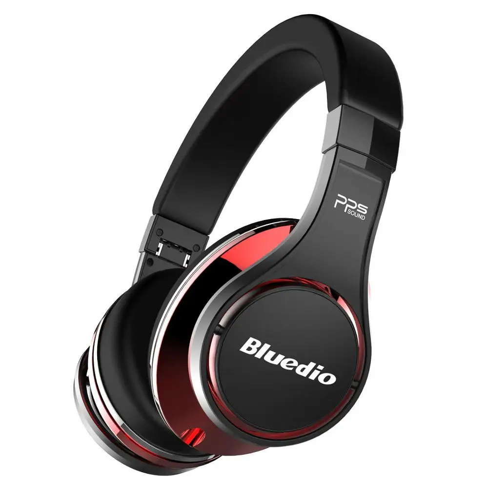 Red and black Bluedio UFO высококачественные Bluetooth наушники 3D звук наушники из алюминиевого сплава HiFi Накладные наушники Беспроводная гарнитура с микрофоном для телефона - Цвет: Red and black