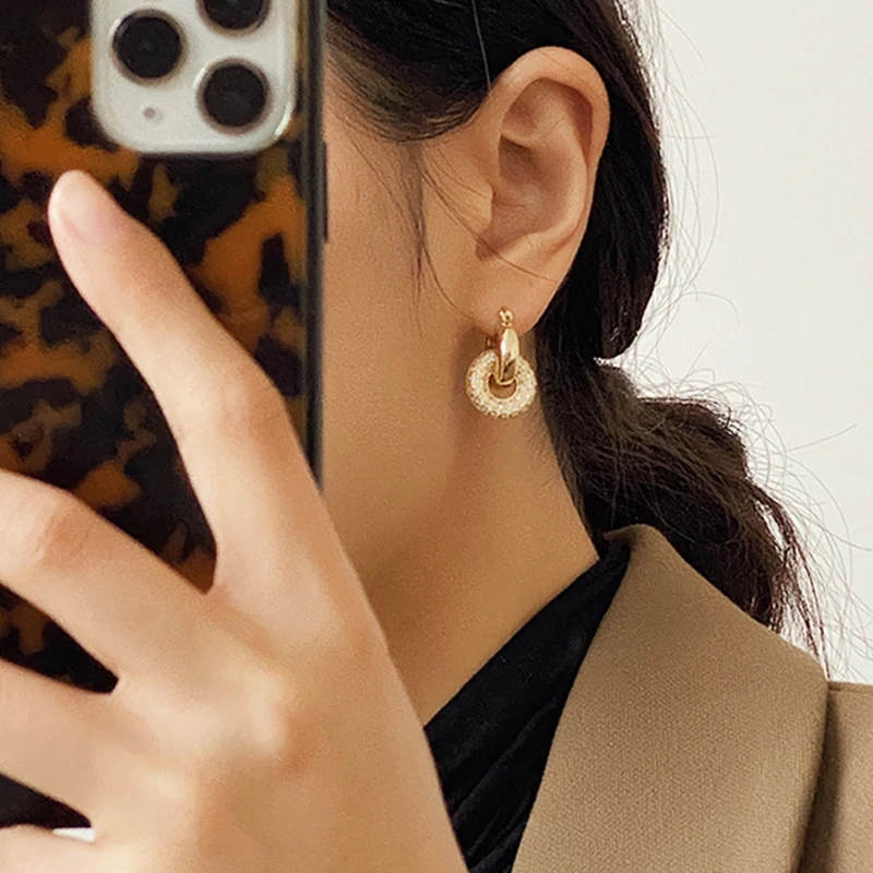 Peri'sBox Соединенные двойные круглые висячие серьги массивные маленькие Висячие