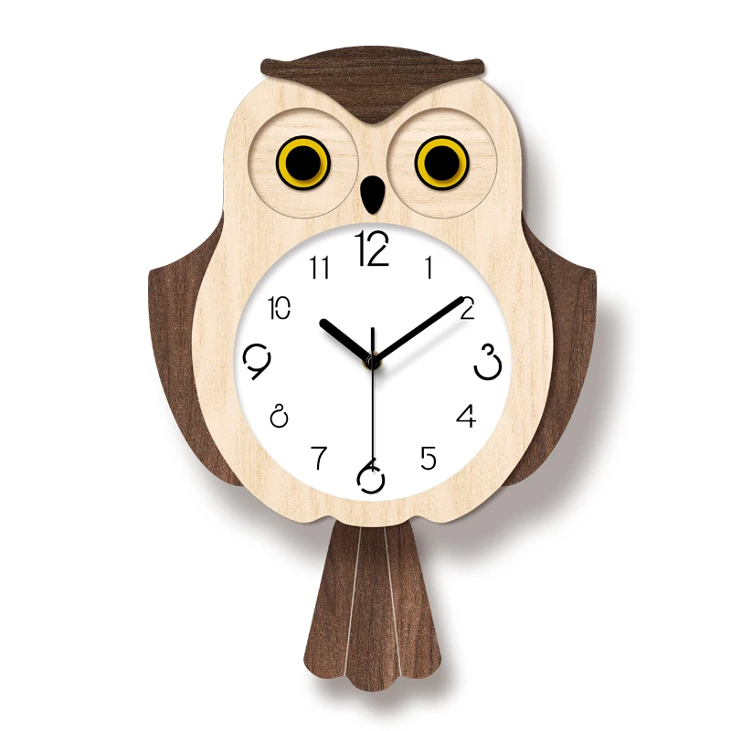 

Animal Owl Creative Mute Modern Design Large Wall Clock Silent Clocks for Home Kitchen Living Room Decor Battery Operated