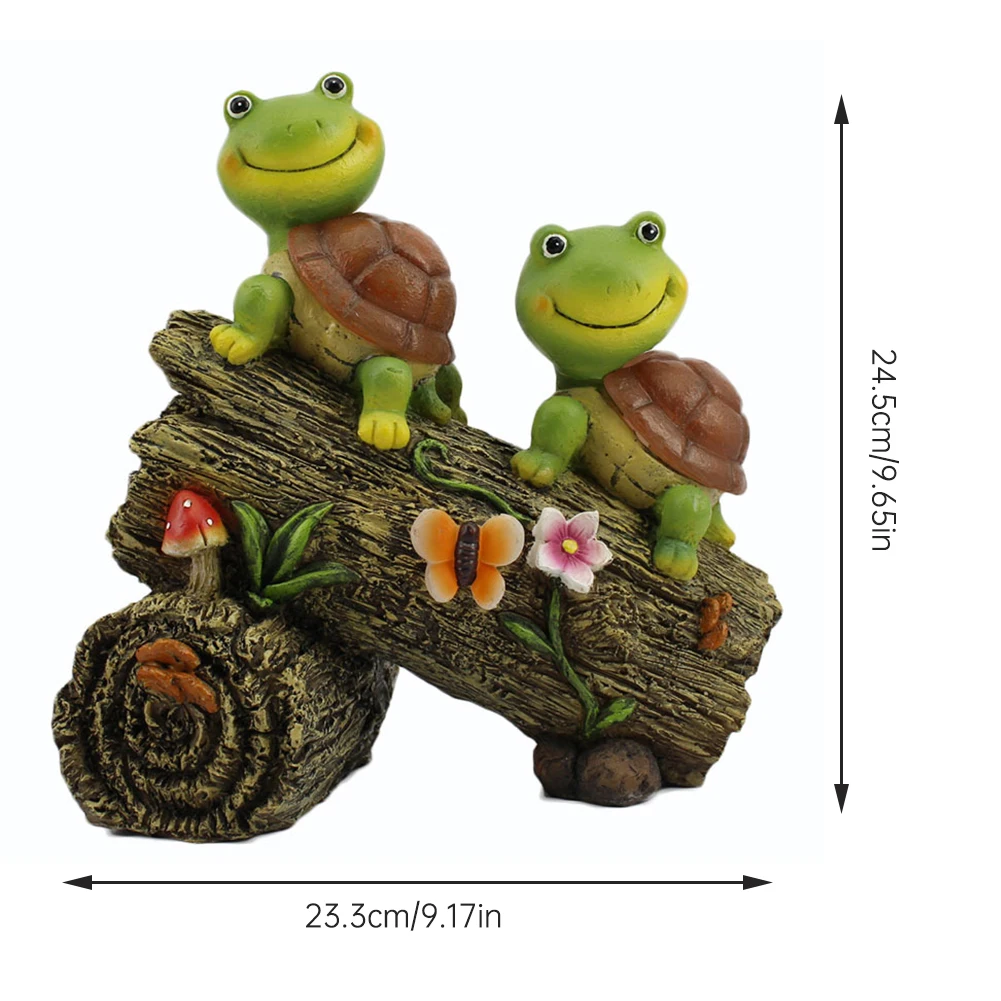 

Funny Resin Figurines Turtle Statue On Tree Stump Garden Solar Animal Figurine Yard Glow Sculpture Turtle Statue Decoration