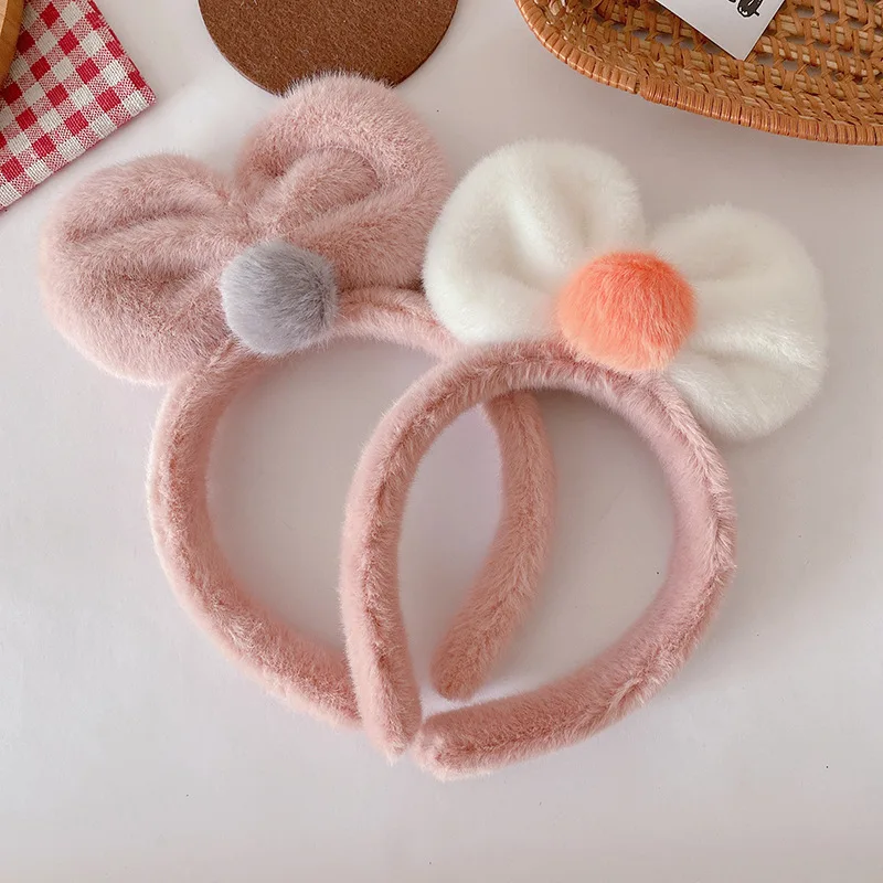 

Plush Big Bow Make Up Hairband Cute Washing Face Headbands Solid Color Furry Head Bands 2020 Fashion Hairband Hair Accessories