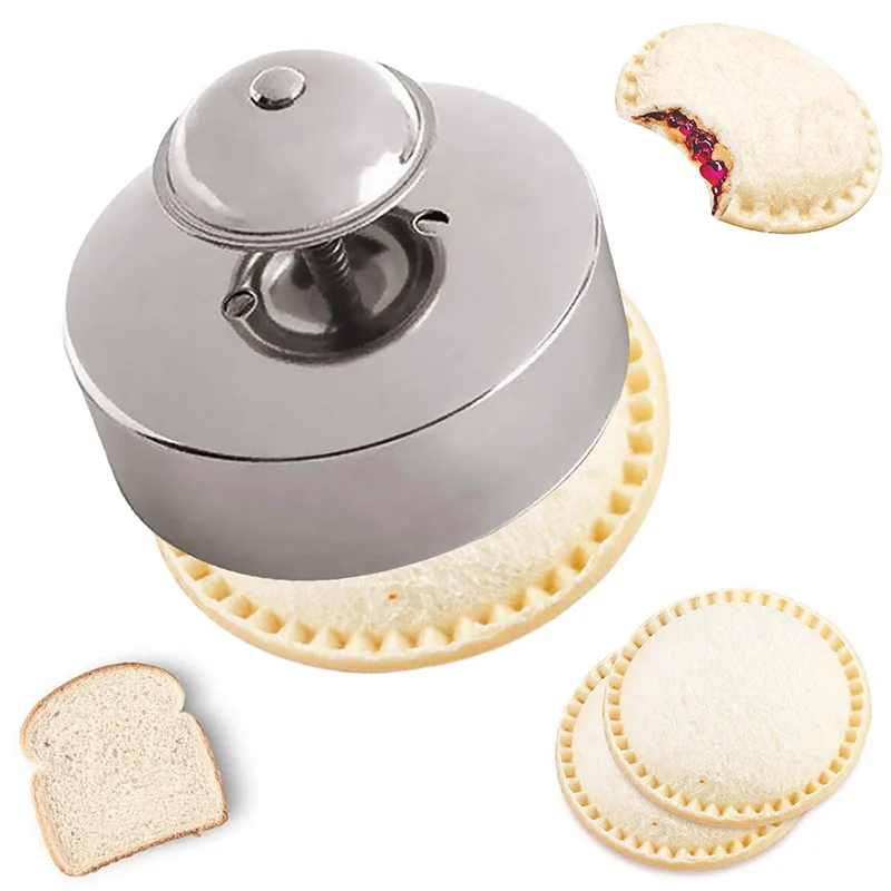 

Sandwich Cutter and Sealer for Kids Stainless Steel Round Sandwich Maker Pastry Cookies Mold for Hamburgers Baking Bento Tools