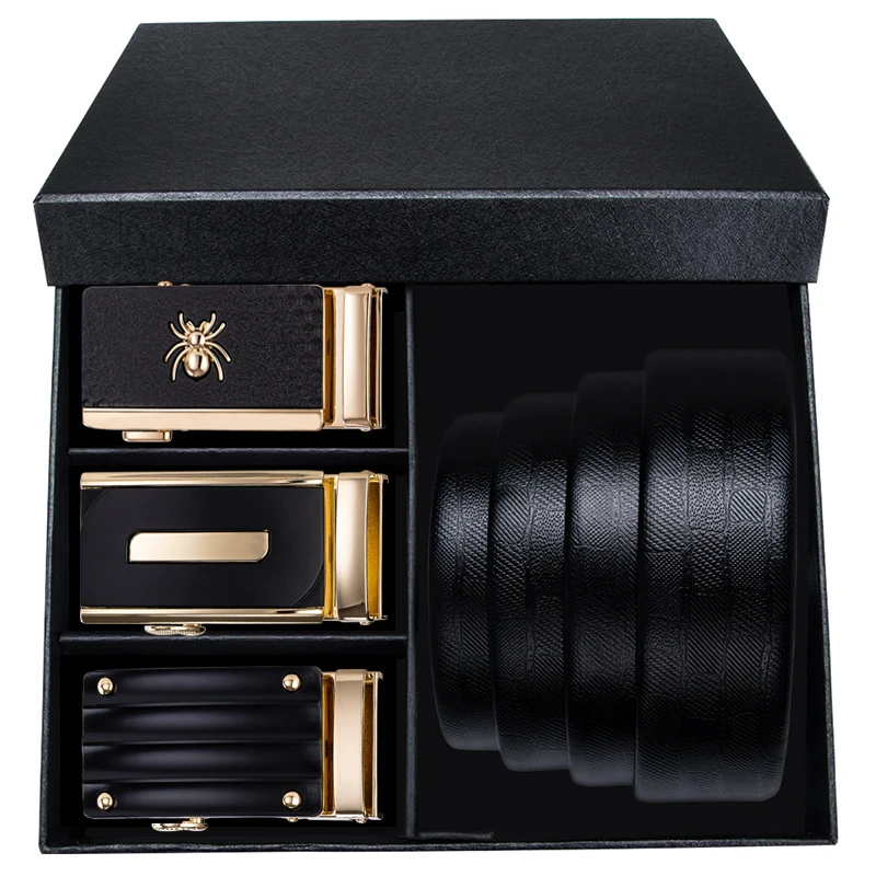 Мужской ремень из натуральной воловьей кожи в деловом стиле с автоматической