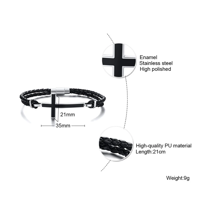 Vnox повседневные мужские боковые рандомные черные плетеные кожаные ремешки на