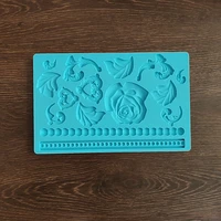 three dimensional flower printing embossed silicone mold diy chocolate cake mold fondant roses decorative borders clay baking