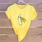 Футболка размера плюс из 100% хлопка Женская летняя футболка Футболка Harajuku с забавным принтом банана женские футболки с круглым вырезом и коротким рукавом S-5XL Топы