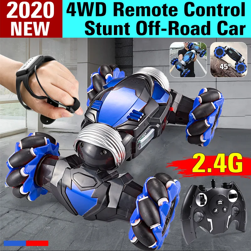 RC Car 4WD Radio Control Stunt Car Gesture Induction Twisting Off-Road Vehicle Drift RC Toys With Light & Music 2 4g smart gesture induction rc stunt car toys light music drift driving remote control off road vehicle gw124 stunt cars car