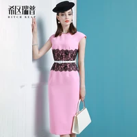 high end temperament slim pink dress dress long dress womens long waist pack buttocks 2021