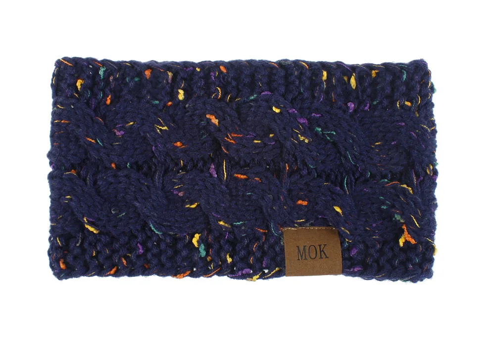 Confetti Navy Женская головная повязка однотонная широкая тюрбан вязанная повязка для волос зимняя Ушная грелка для девочек макияж эластичные резинки для волос аксессуары - Цвет: Confetti Navy