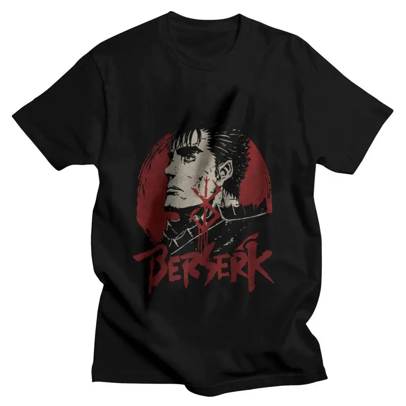 

Men's Vintage Japanese Manga Gattsu Berserk T-Shirt Streetwear Swordsman Gatsu Tshirt Short Sleeve T Shirt 100% Cotton Tee