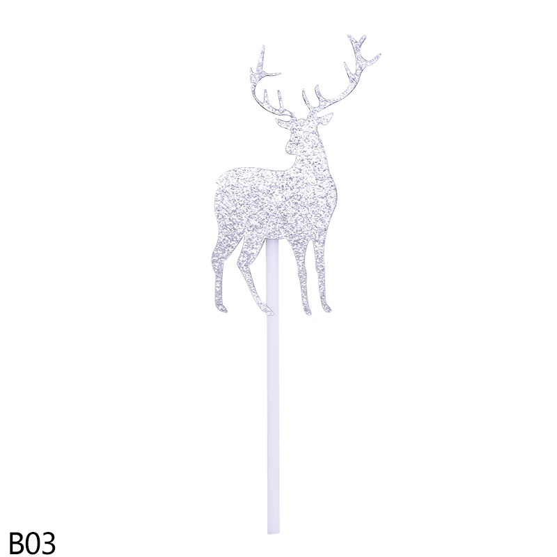 b03 silver elk 10 шт, рождественские мини елки торт фигурки жениха и невесты; для детей, Рождественская детская одежда, вечерние поставки подарки год вечерние украшения торта - Цвет: b03 silver elk