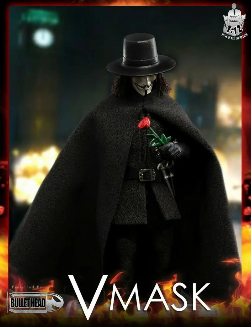 Коллекция 1/12, цилиндрическая голова BH004 1/12 VMASK V для вендетты, Мужская фигурка, набор, экшн-фигурка, модель, игрушка, подарок для фанатов