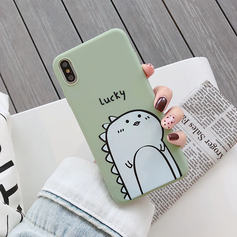 7335 Чехол Ottwn с динозавром для iPhone 7, 6, 6 S, 8 Plus, 11 Pro, Max X, XR, XS Max, чехол для телефона, с сердечком, милый мультяшный Кот, мягкий ТПУ чехол на заднюю панель - Цвет: 7335
