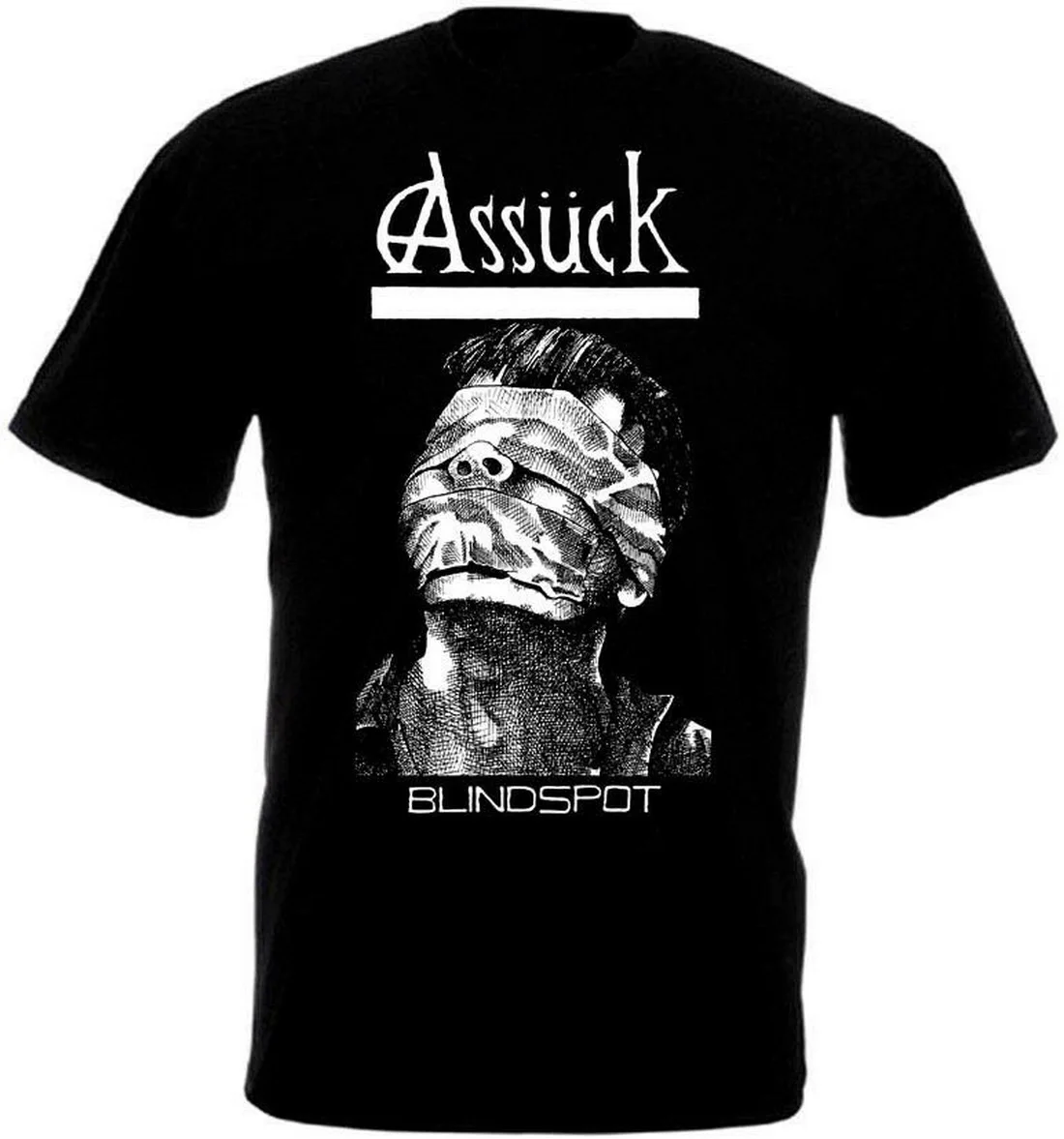 Assock V4 топ с завязанными глазами футболка черная металлическая сердечником все
