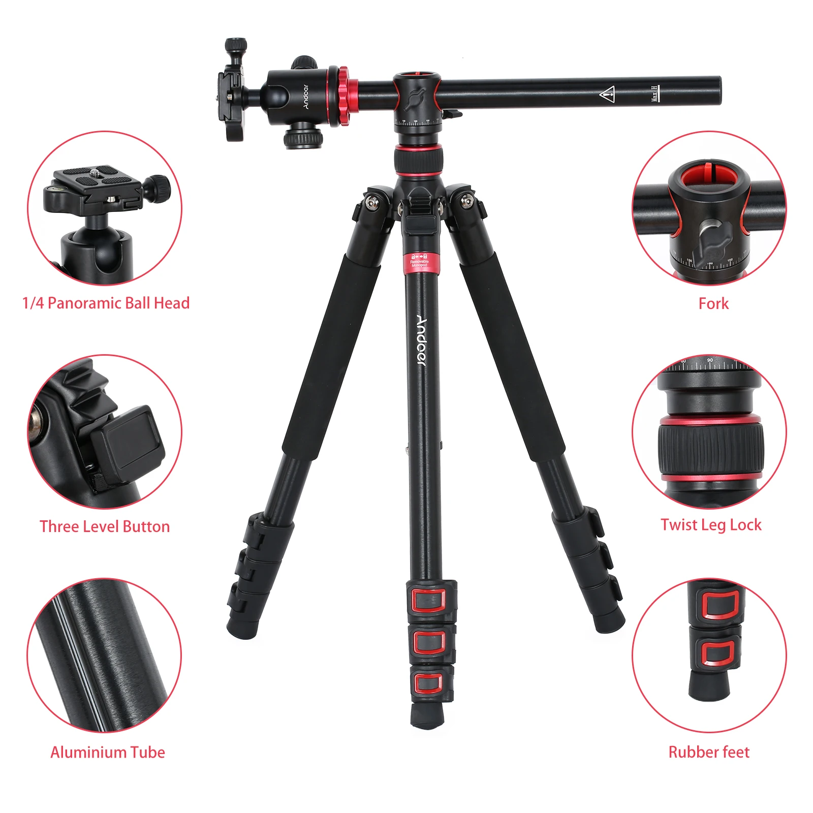 Andoer TTT-012 183 см штатив из алюминиевого сплава съемный монопод подставка с