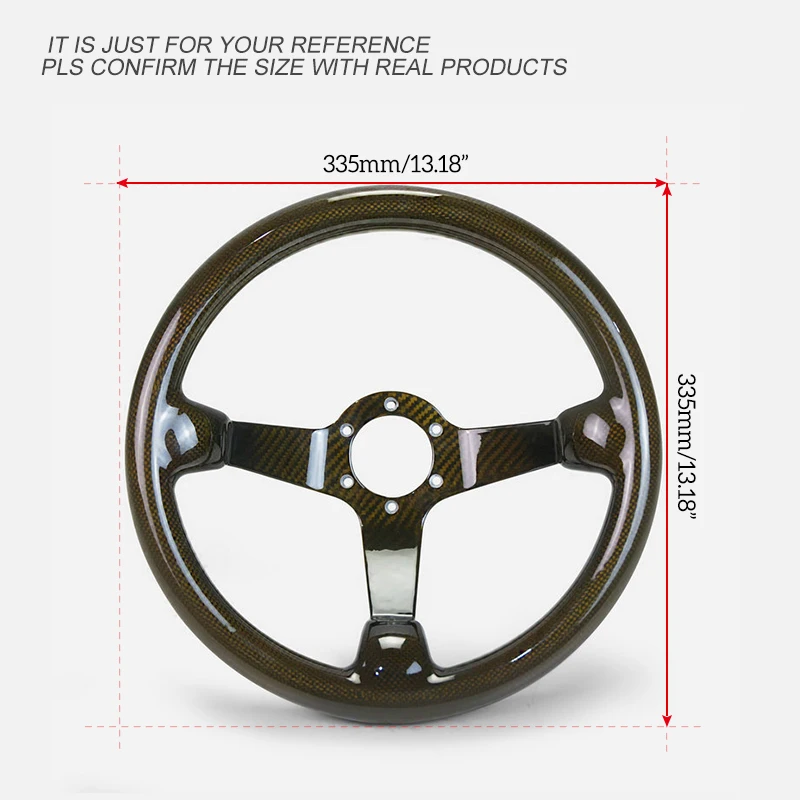 Универсальный желтый углеродное волокно глубокий Тип блюдо рулевого колеса (335