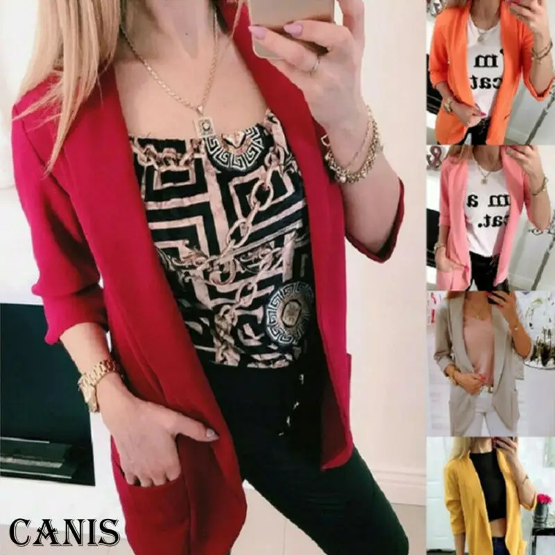 Женский зимний Модный облегающий блейзер с длинным рукавом