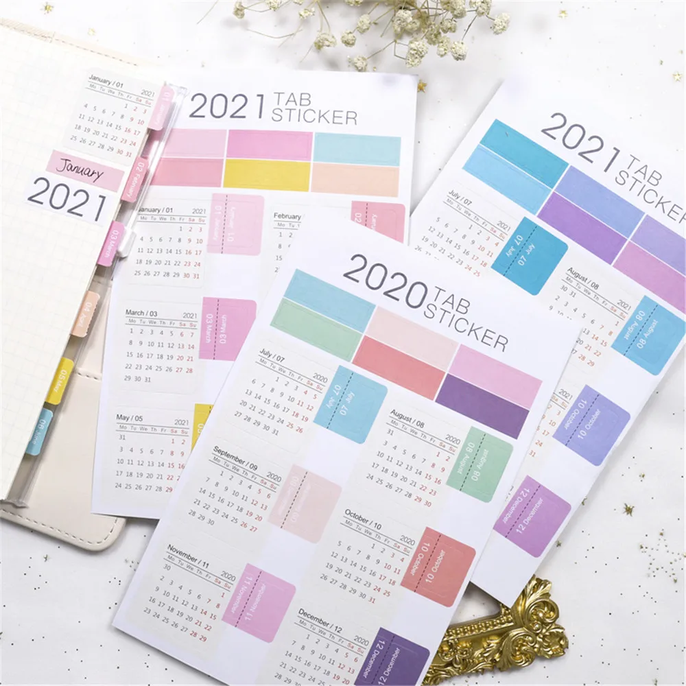 

2021 Calendar Agenda Planner Mark Stickers Kawaii Stationery Label Mark Calendar Schedule Sticker Organizer Office Supplies