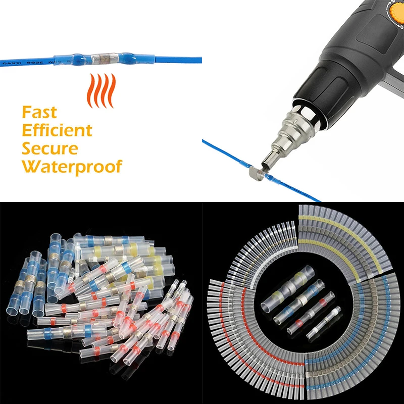 

Waterproof Welding Heat Shrinkable Wire Connector Butt Electrical Splice Tinned Solder Seal Terminal Kit Marine Insulation