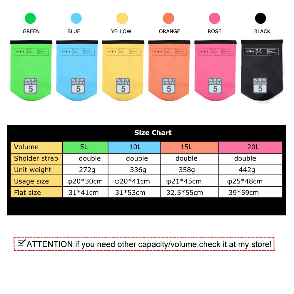 5L Водонепроницаемая сухая сумка рулон топ сжатый мешок для плавания Каякинг