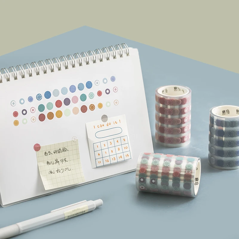 Yoofun 6x300cm Basic Decorative Adhesive Tape Dot Masking Washi Tape DIY Scrapbooking Sticker Label Japanese Stationery images - 6