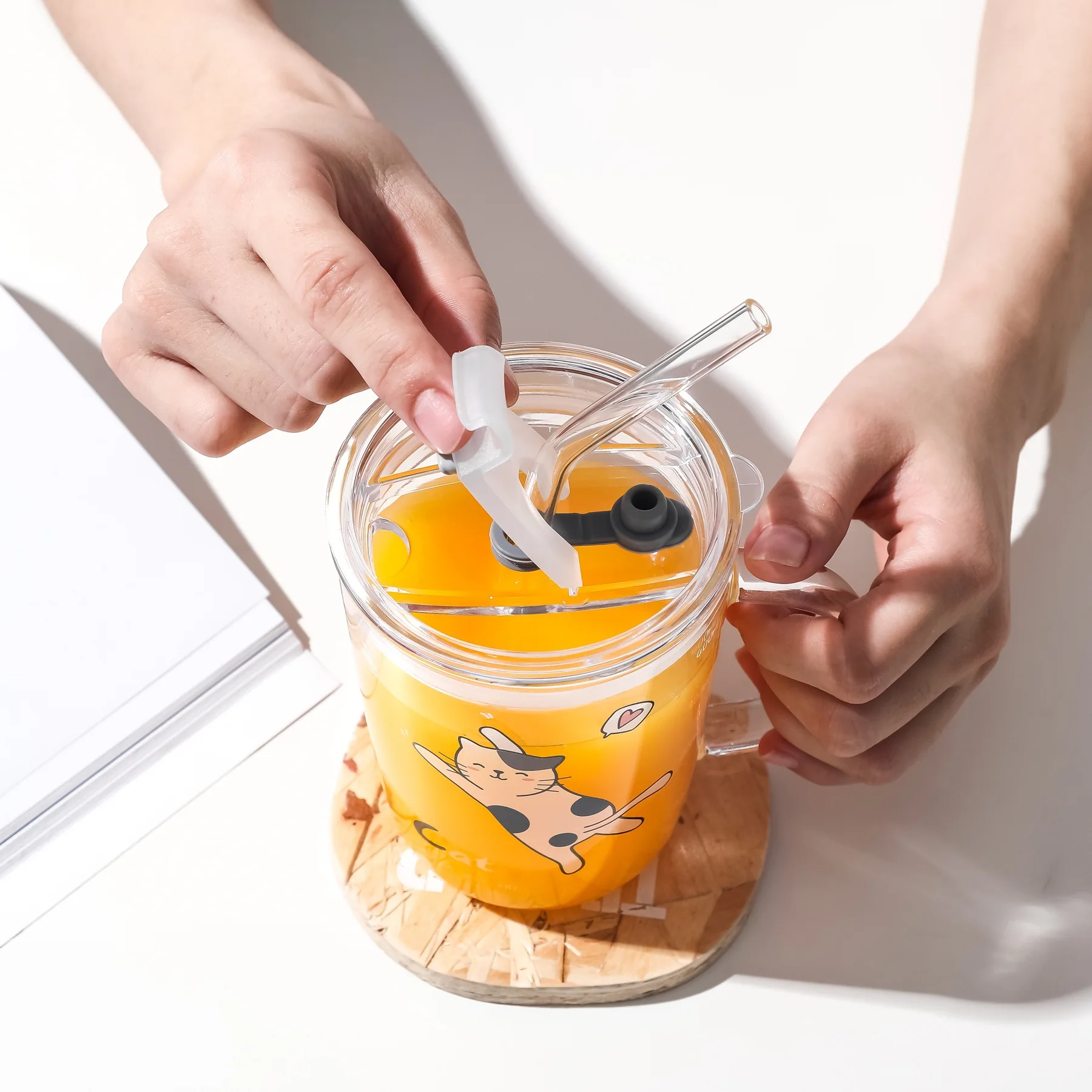 500 мл кавайная мультяшная прозрачная молочная чашка стеклянная детская бутылка