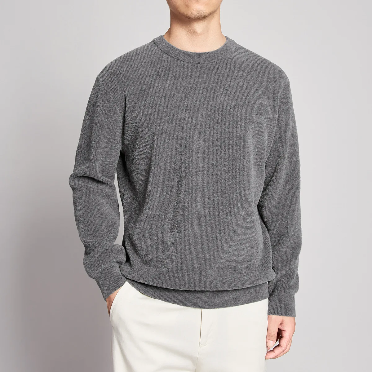 

2021 Men's round neck thin sweater Men's spring 9487
