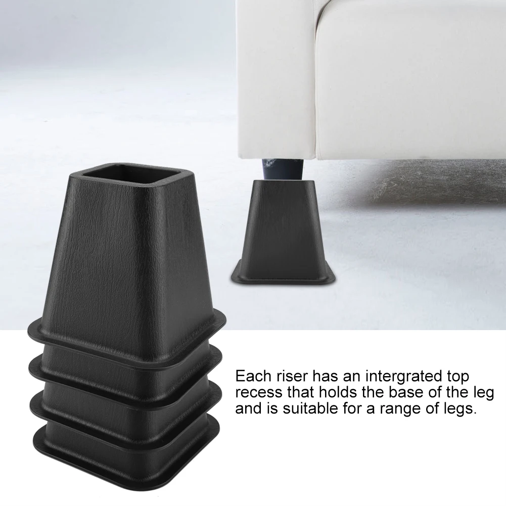 

4Pcs/Set Set of 4 Black Bed Risers Bed Accessories Bed Raisers for Storage Under Bed
