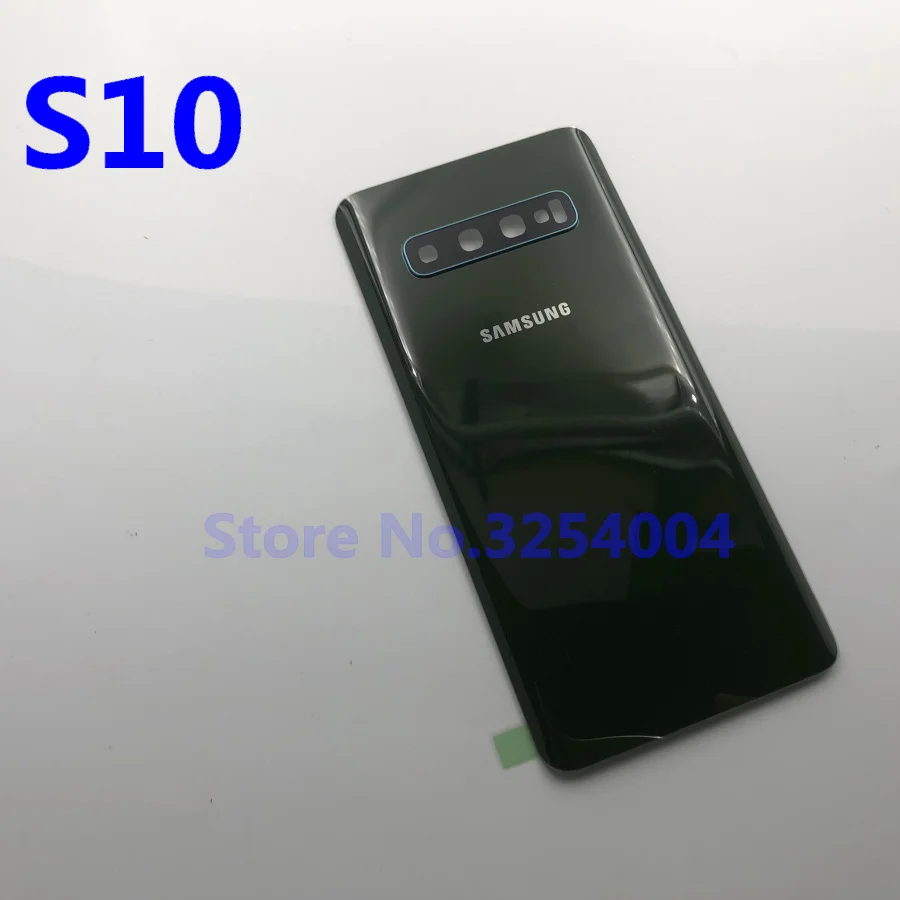 Запасное стекло для samsung Galaxy S10 S10e S10 Plus S10+ крышка для батареи задняя дверь корпус чехол для камеры стеклянная рамка для объектива - Цвет: S10 black