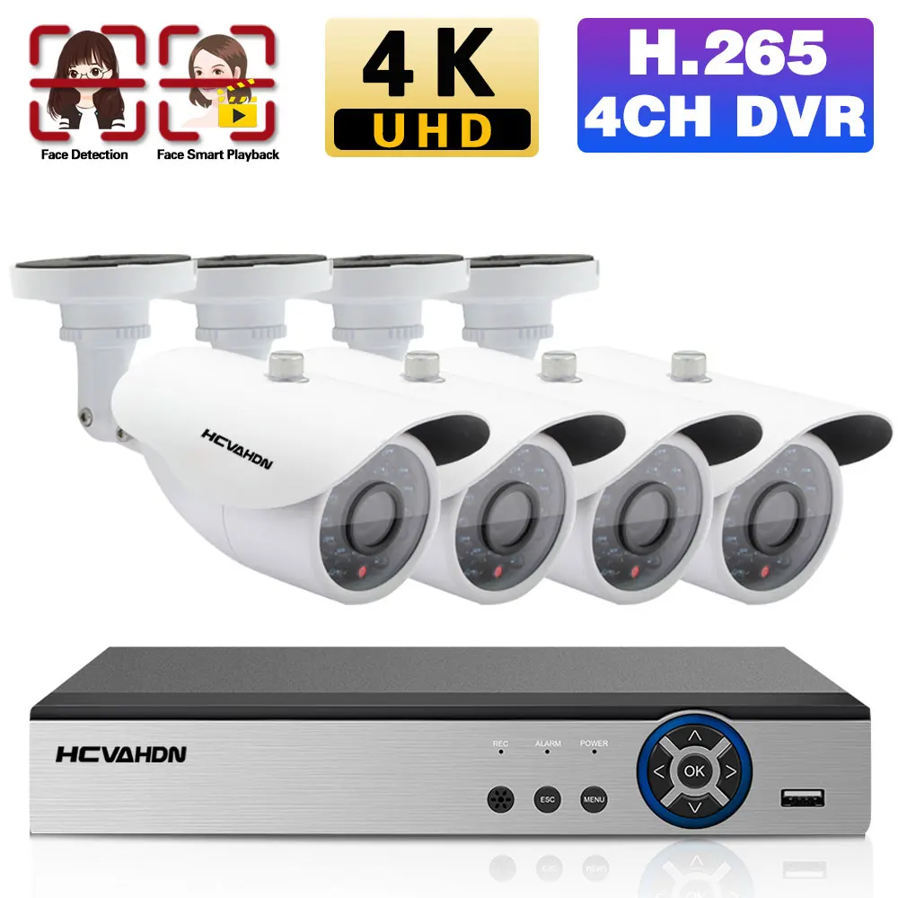 

4 Channel CCTV IP DVR Home Security Camera System Set Face Detection 4CH DVR Kit Camera Video Surveillance 4K 8MP XMEYE System