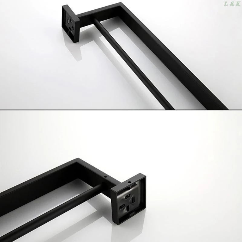 

Bathroom Double Towel Bar Wall Mount,SUS 304 Stainless Steel Matte Black U50A