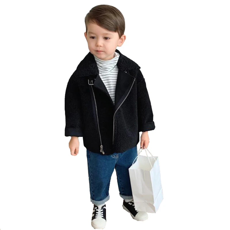 2019 г. Зимняя куртка для маленьких мальчиков детское пушистое пальто из овечьей