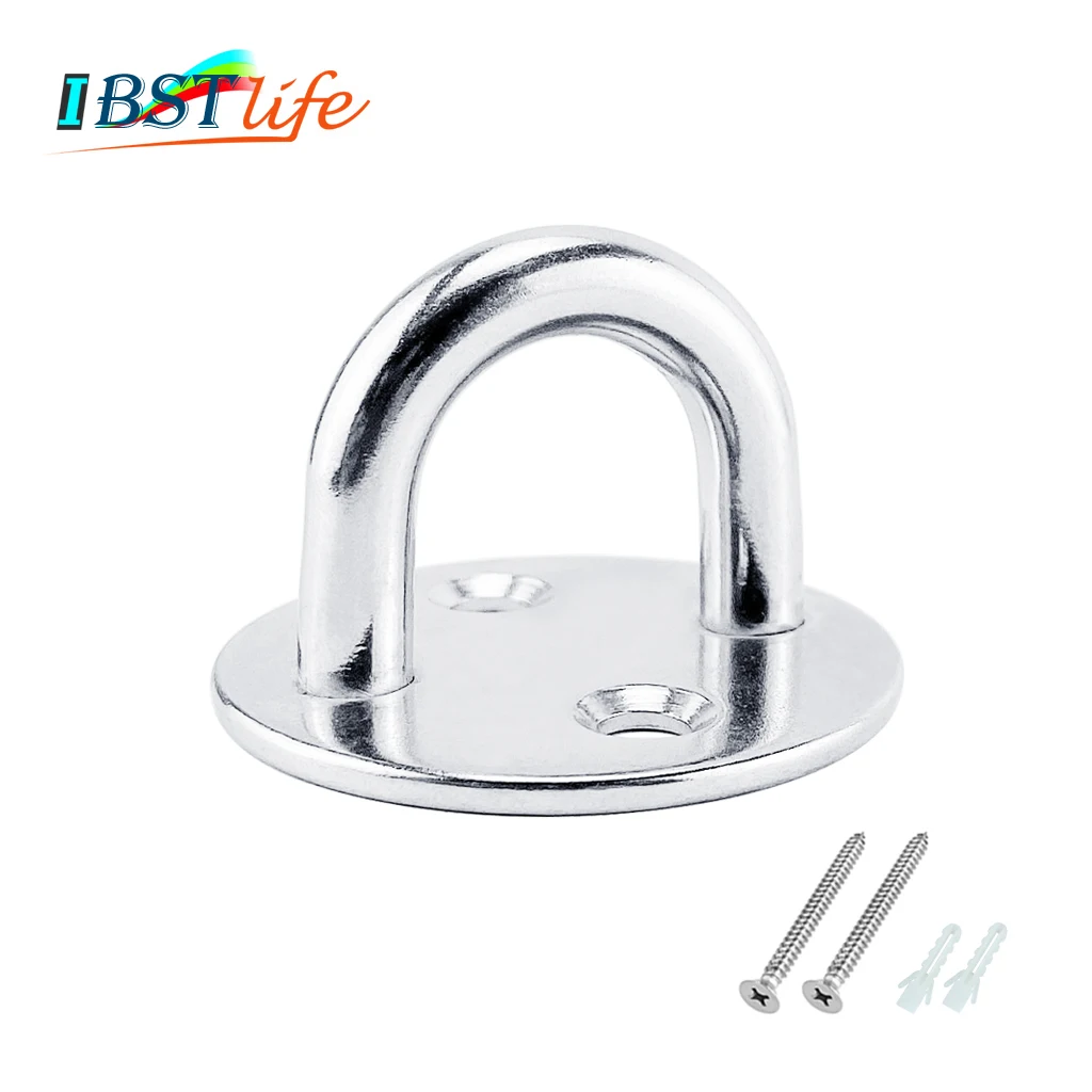 

8mm Stainless Steel 304 Round Pad Eye Plate Staple Ring Hook Hardware Shade Sail Sailboat Kayaking Canoe Boat Yacht Yoga