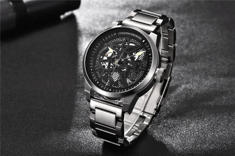 Модный Роскошный бренд Pagani кожаный Tourbillon часы Автоматические Мужские часы Мужские механические стальные часы Relogio Masculino+ коробка